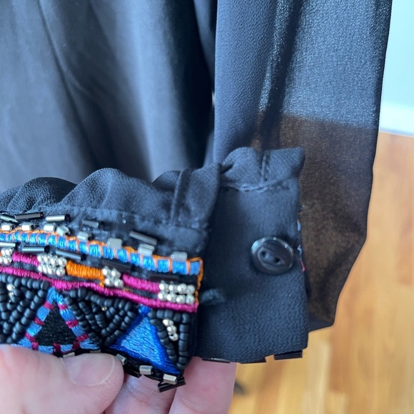 Desigual black dress with sheer sleeves and embroidery work size 10 formal NWT - Picture 12 of 16